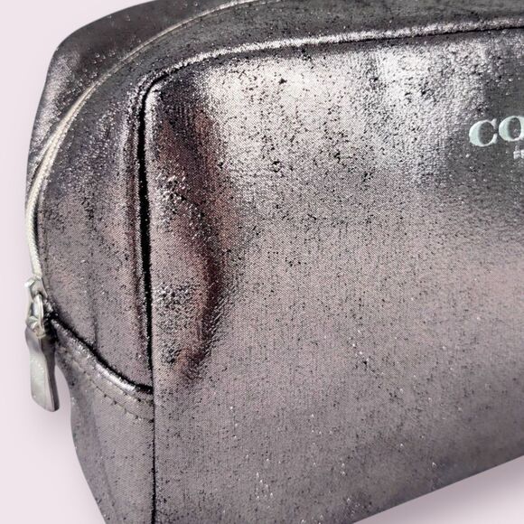 Travel-Ready Coach Fragrance PinkSilver Shimmer Toiletry Cosmetic Bag Pouch Case - Picture 10 of 12
